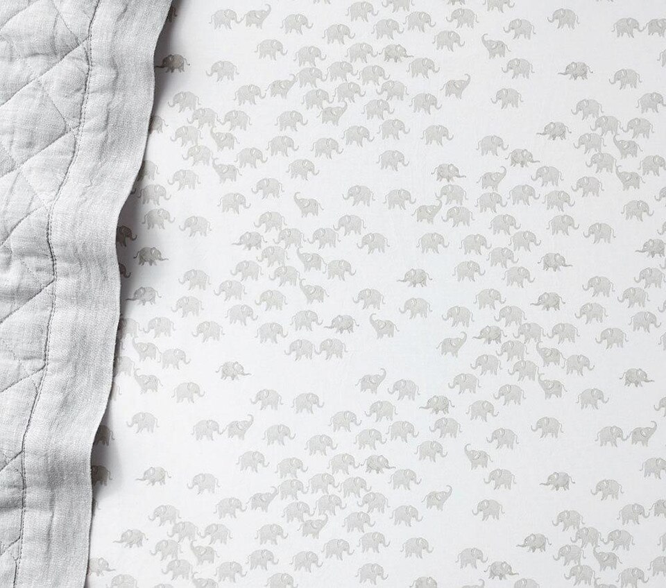 Watercolor Elephant Cot Fitted Sheet Pottery Barn Kids UK